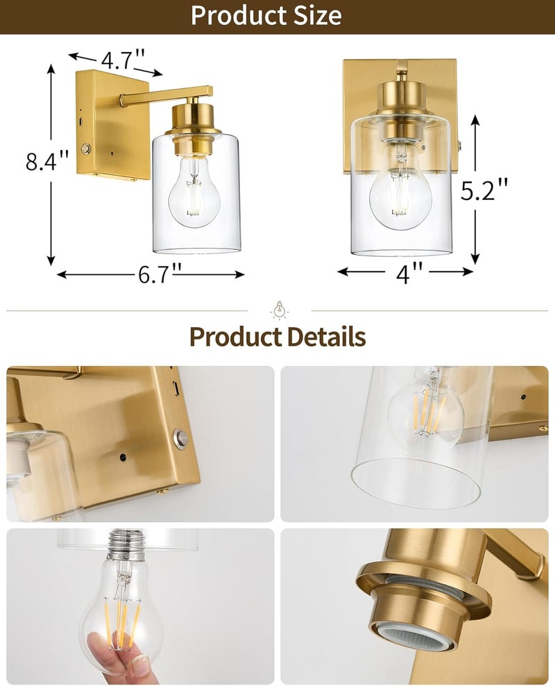 Rayogale Rechargeable Wall Sconce, Gold Battery Operated Wall Sconce Set of 2 with Timer Function, Easy Install Dimmable Wireless Wall Lamps for Living Room, Bedroom, Hallway, Entryway Decor 3000K - Image 4